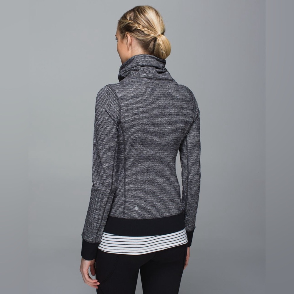 Lululemon Be Present Jacket in Coco Pique Black Heathered Full Zip Sweater Sz 12 - Picture 2 of 16